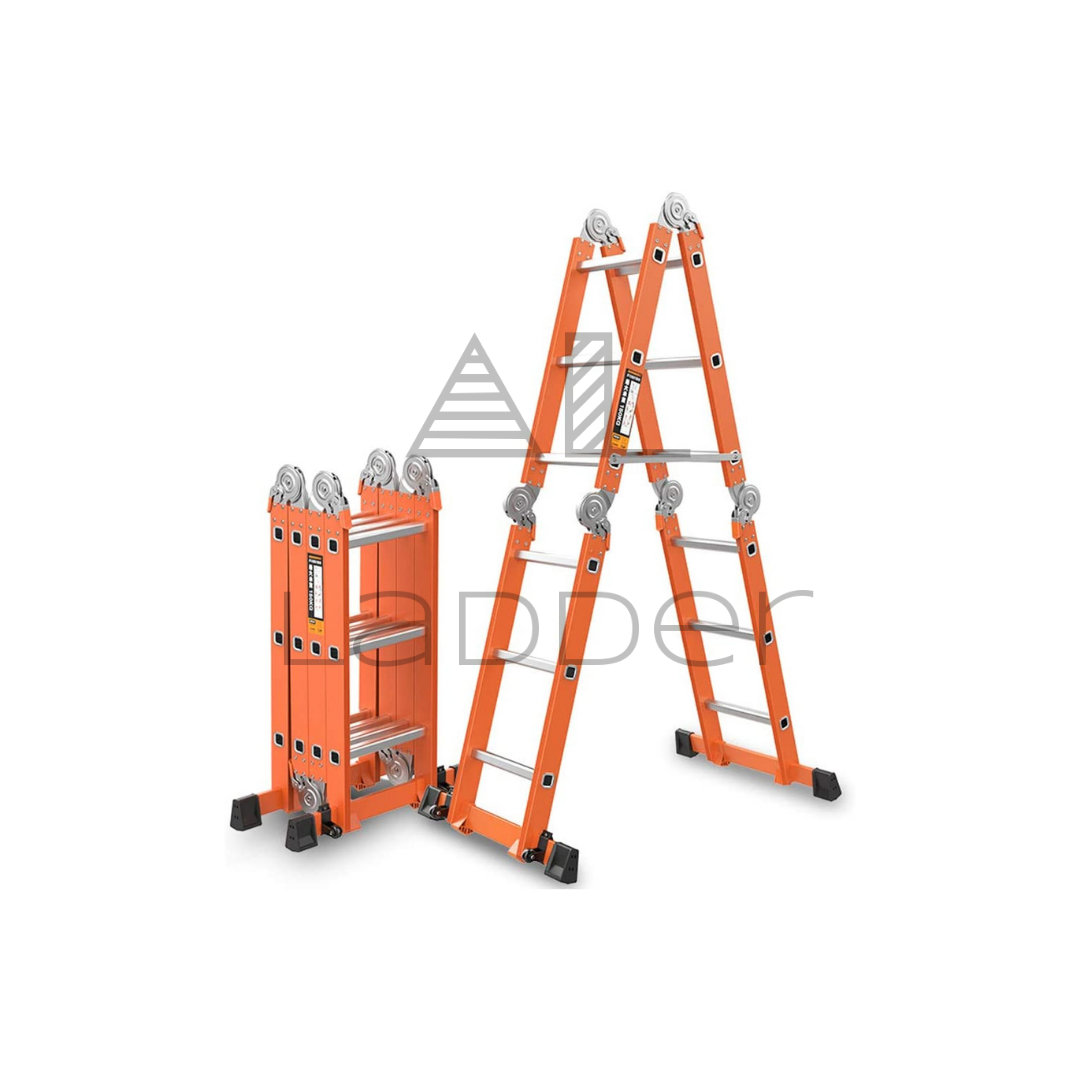 AL Ladder Professional ,Multifunctioneel ladder 4 x 3 sporten 368cm inlc. platform oranje